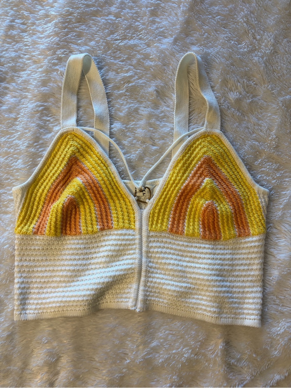 Crochet Rainbow Bralette Top - Yellow & Orange